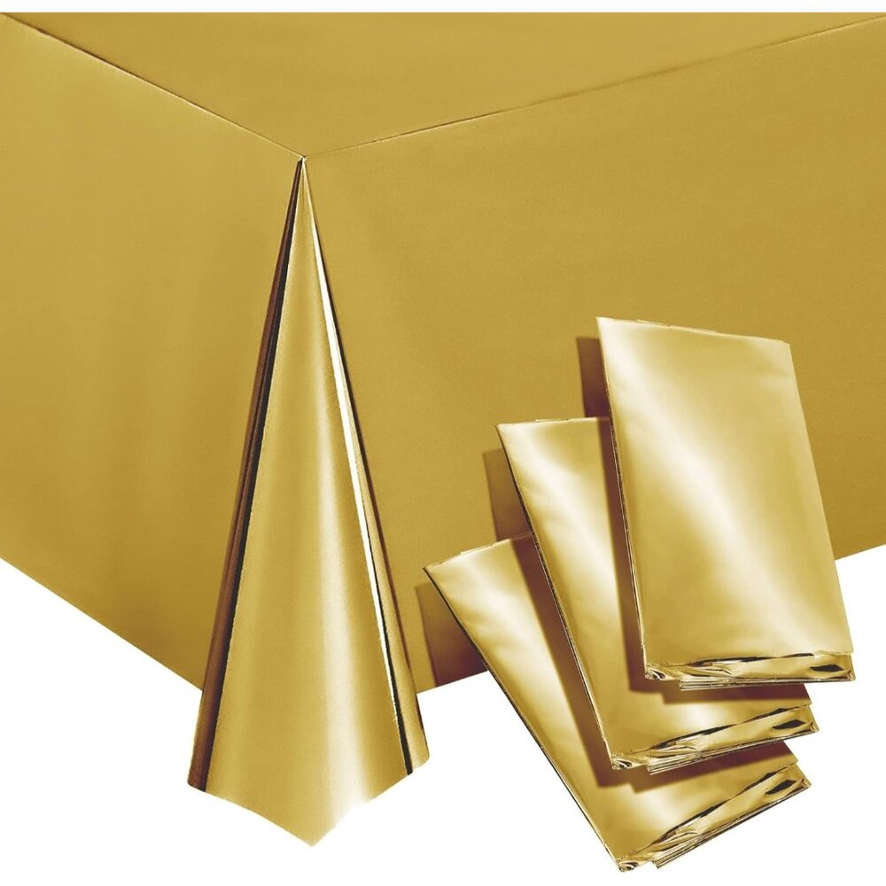 Elegant Gold Disposable Tablecloths - Pack of 3, Size 108 x 54 in - Perfect for